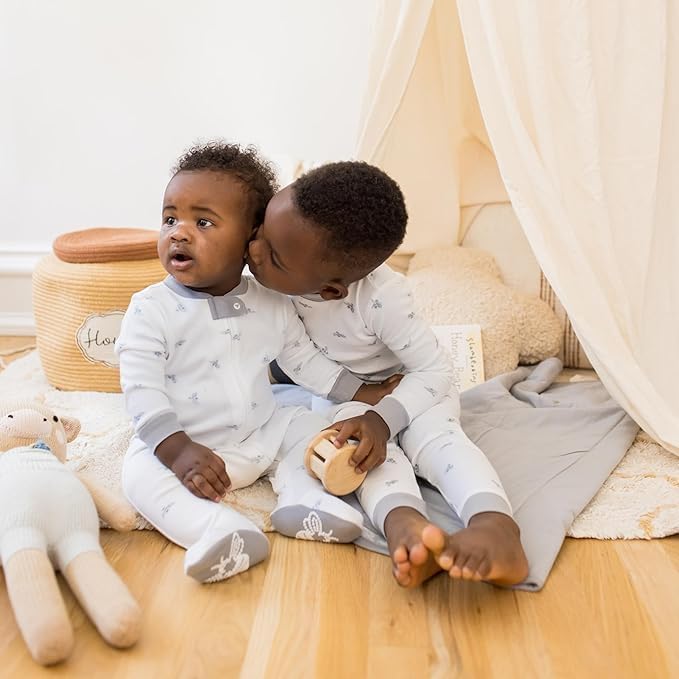 Burt's Bees Baby Boys Sleep and Play PJs, 100% Organic Cotton One-Piece Zip Front Romper Jumpsuit Pajamas