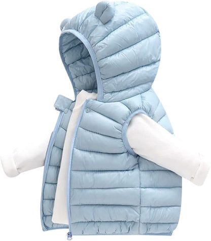 AIWUHE Baby Boys Girls Hooded Puffer Vest Winter Lightweight Sleeveless Bear ears Zipper Up Jacket