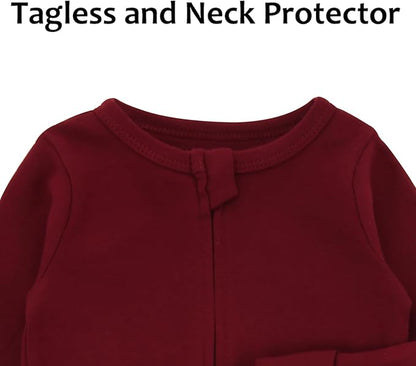 Aablexema Baby Footie Pajama with Mitten Cuffs, Double Zipper Infant Cotton clothes Sleeper Pjs, Footed Sleep Play