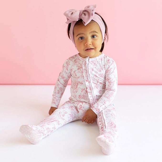 Ruffled Zippered Vintage Pink Rose One Piece