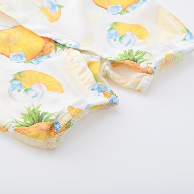 BINIDUCKLING Baby Kimono Style Wrap Over Bodysuit Soft Muslin Fabric Graphic Print