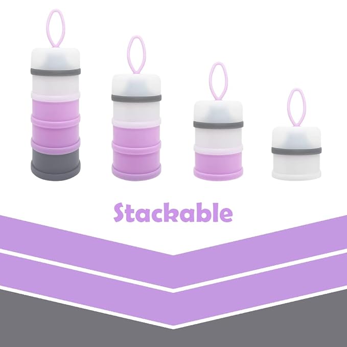 Baby Formula Dispenser, Portable Milk Powder Dispenser Container, Baby Feeding Travel Storage Container, formula mixer, formula holder, BPA Free, 4 Compartments, 2 Packs, dispensador de fórmula