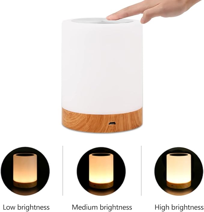 Night Light, Dimmable Touch Lamp for Bedroom Living Room Baby Nursery, Portable Table Bedside Lamp with Rechargeable Internal Battery Night Lamp Warm White Light & Color Changing RGB