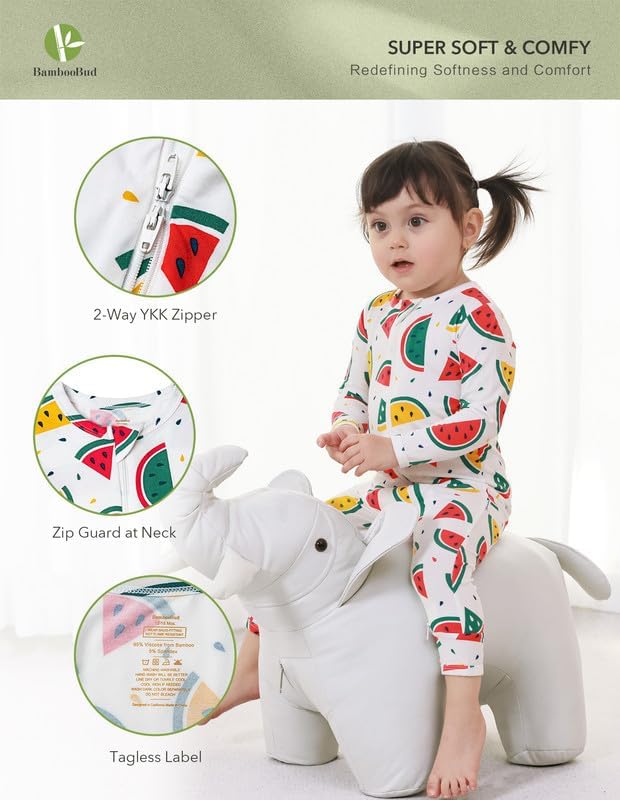 Baby Zippered Rompers Newborn Pajamas Sleepers Long Sleeve Jumpsuits Infant Zipper Romper-Viscose from Bamboo