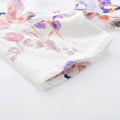 BINIDUCKLING Baby Kimono Style Wrap Over Bodysuit Soft Muslin Fabric Graphic Print