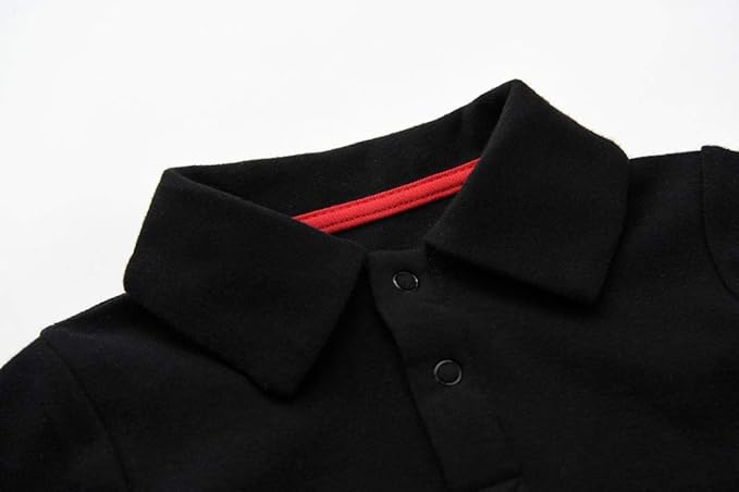 Teach Leanbh Infant Baby Polo Bodysuit Cotton Long Sleeve Pure Color Shirt 3-24 Months