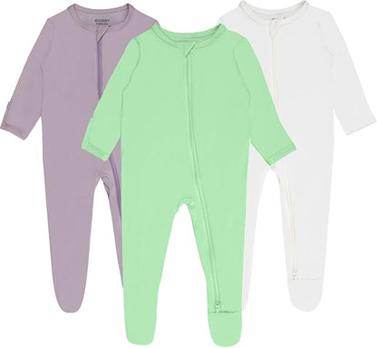 Baby Boy Footed Pajamas with Mittens,Rayon Made from Bamboo Sleepers, 2 Way Zipper Long Sleeve Pjs