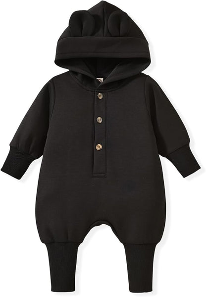 Unisex Baby Hooded Jumpsuit Infant Boy Girl Long Sleeves Romper Fall Winter Spring Outfits Preemie-18 Months