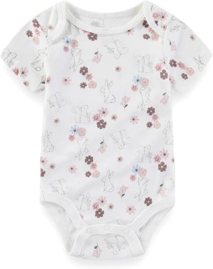 Baby Boy Girl Bodysuit 5 Pack Cotton Short Sleeve Romper Soft Baby Clothes Outfit 0-12 Month