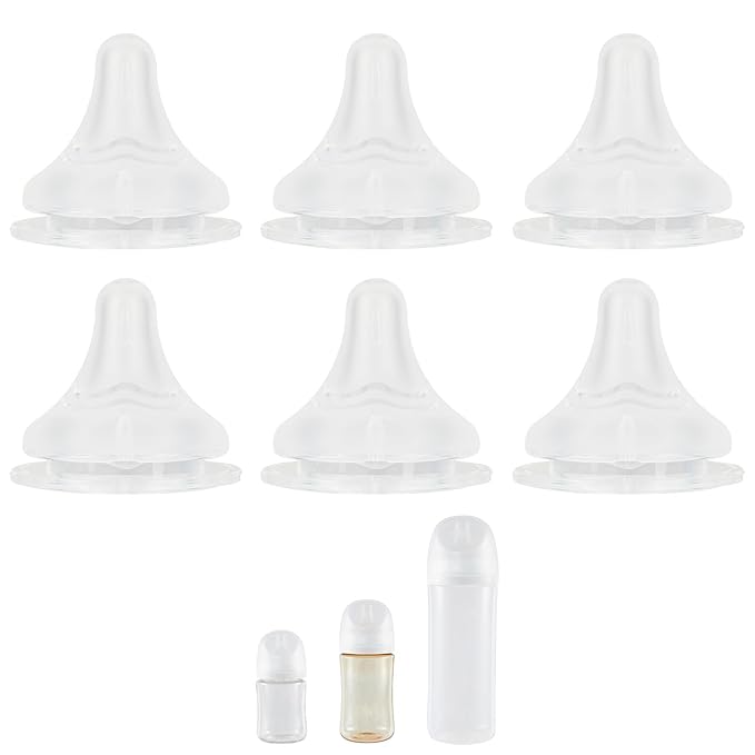 Silicone Nipple for Pigeon Baby Bottle, Size SS, Extra Slow Flow, 0m+, 6 Count