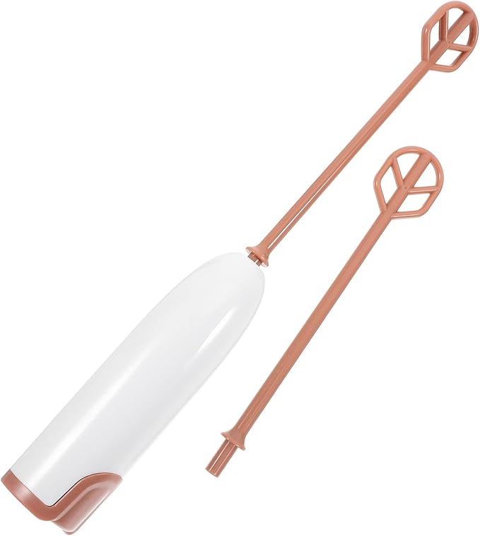 Healifty Electric Handheld Milk Powder Stirrer with Extended Rod Portable Lightweight Automatic Stirring Tool for Juice and Drinks Detachable Easy Clean Mixer Wands Warm White for Parents