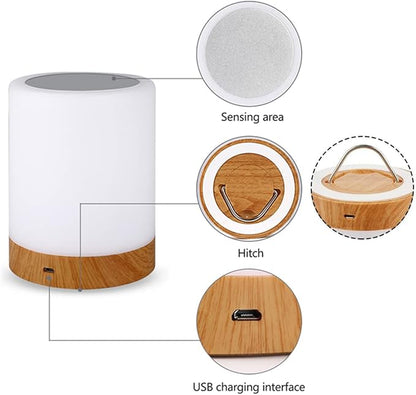 Night Light, Dimmable Touch Lamp for Bedroom Living Room Baby Nursery, Portable Table Bedside Lamp with Rechargeable Internal Battery Night Lamp Warm White Light & Color Changing RGB