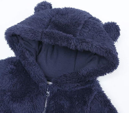 Newborn Baby Snowsuit Fleece Lined Onesie Outfits Warm Hooded Romper for Infant