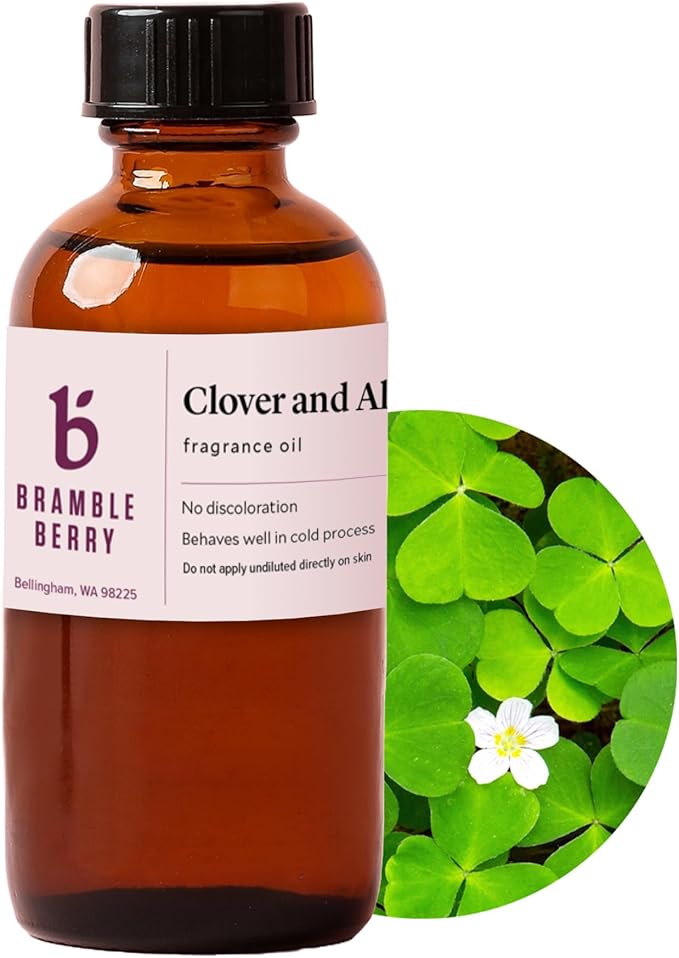 Bramble Berry Clover and Aloe Fragrance Oil 2 oz | Fresh Green & Citrus Scent with Bergamot, Mint & Tea for Soap Making, Lotion, Scrubs & Candles | Skin Safe, Vegan, Paraben & Phthalate Free