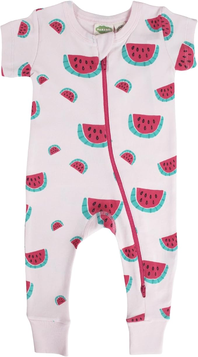 PARADE Organic Signature Print '2-Way' Zip Romper - Short Sleeve