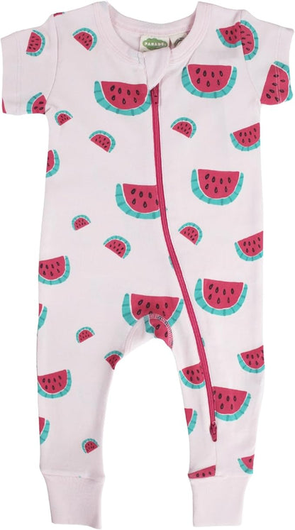 PARADE Organic Signature Print '2-Way' Zip Romper - Short Sleeve