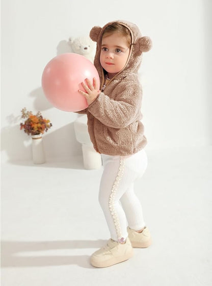 Baby Boys Girls Fleece Jackets Zip Up Hoodies Cute Bear Coats Fall Winter Fuzzy Jacket Newborn Boys Girls Outwear