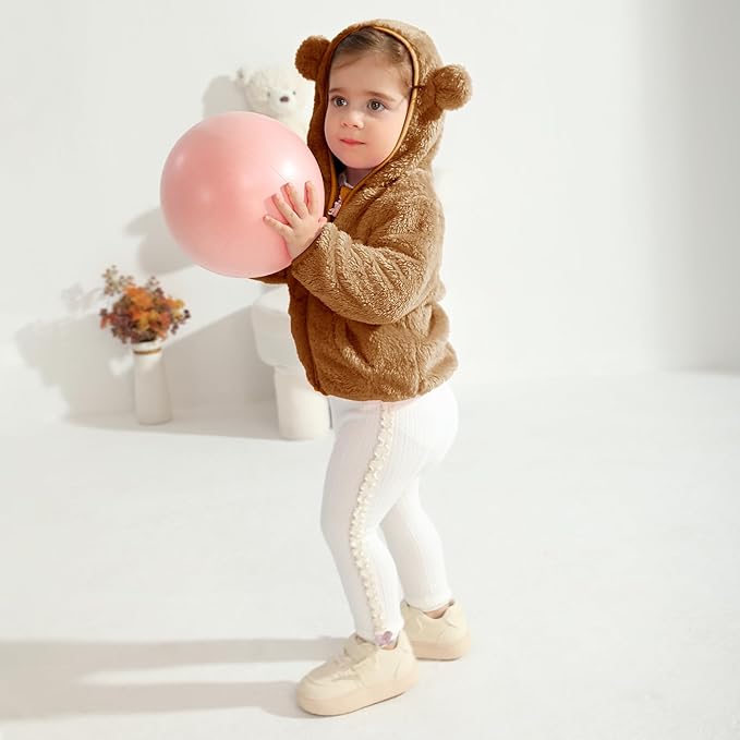 Baby Boys Girls Fleece Jackets Zip Up Hoodies Cute Bear Coats Fall Winter Fuzzy Jacket Newborn Boys Girls Outwear