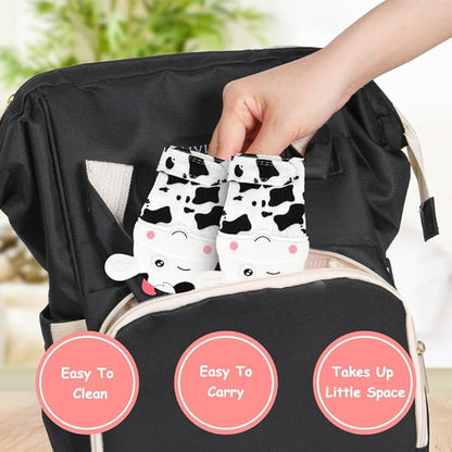 2Pack Silicone Teething Mitt, Cow Baby Teething Toy for 0-6 6-12 Months, Food Grade Silicone Infant Teething Mitten, BPA-Free Baby Chew Toys for Pain Relief, Sucking Needs