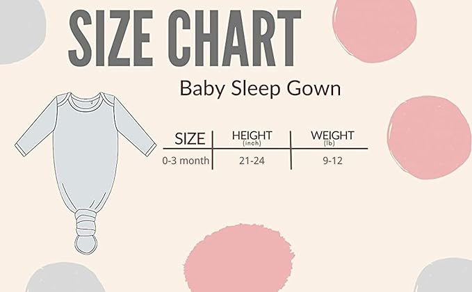 Newborn Baby Sleeper Gown - Knotted Nightgown Coming Home Outfits for Baby Girl - 2-Piece Set With Hat