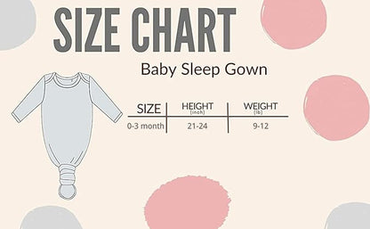 Newborn Baby Sleeper Gown - Knotted Nightgown Coming Home Outfits for Baby Girl - 2-Piece Set With Hat