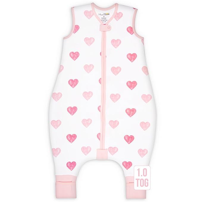 Mama Cheetah Toddler Sleep Sack with Feet, 1.0 TOG Organic Cotton Baby Wearable Blankets with Legs, Baby Sleeping Bag for Walkers, Early Walker 6-18 Month