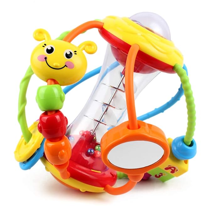 Baby Toys 0-6-12 Months, Baby Rattle Toys Activity Ball Infant Toys 6 Month Old Baby Toys 3-6 Months, Shaker Grab Spin Travel Toys Easter Christmas Basket Stuffers Gifts