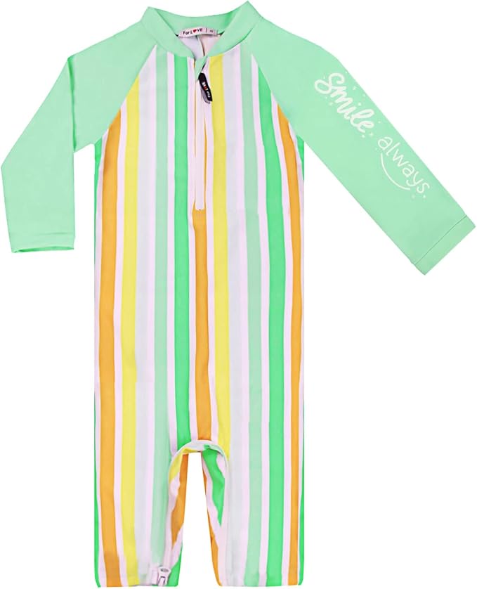 weVSwe Baby Toddler UPF 50+ Sun Protection Rash Guard Long Sleeve Swimsuit with Crotch Zipper
