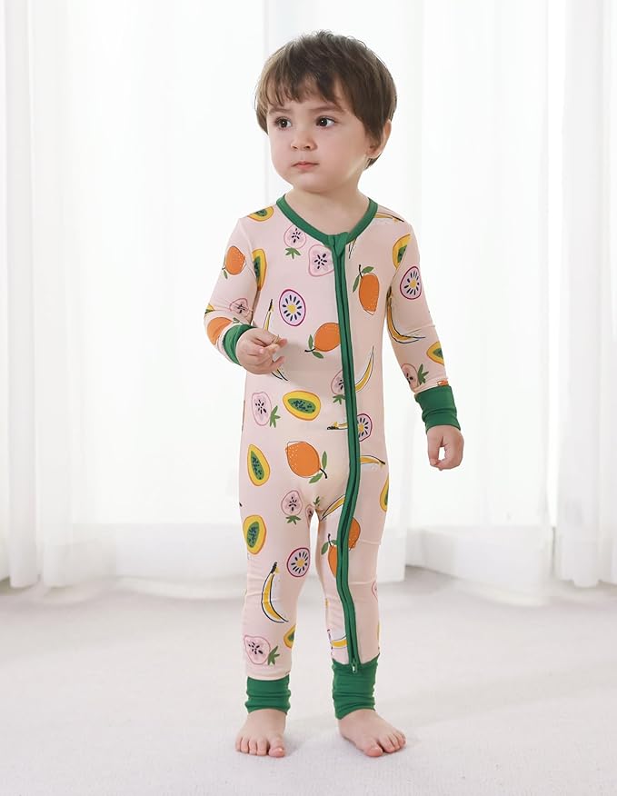 Baby Zippered Rompers Newborn Pajamas Sleepers Long Sleeve Jumpsuits Infant Zipper Romper-Viscose from Bamboo