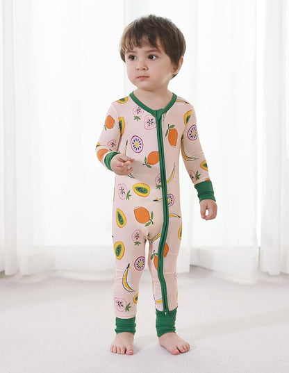 Baby Zippered Rompers Newborn Pajamas Sleepers Long Sleeve Jumpsuits Infant Zipper Romper-Viscose from Bamboo