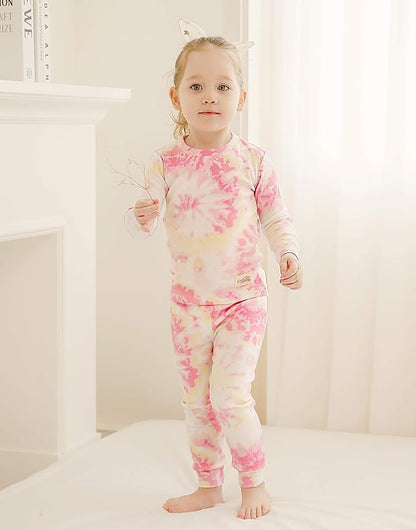 VAENAIT BABY 12M-12Y Toddler Kids Boys Girls 100% Cotton Marbling Tiedye Sung Fit Sleepwear Pajamas 2pcs Pjs Set