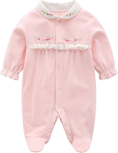 Baby One Piece Romper Soft Cotton Sleepwear Footed Jumpsuit for 0-12 Month Infant