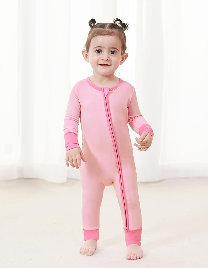 Baby Zippered Rompers Newborn Pajamas Sleepers Long Sleeve Jumpsuits Infant Zipper Romper-Viscose from Bamboo