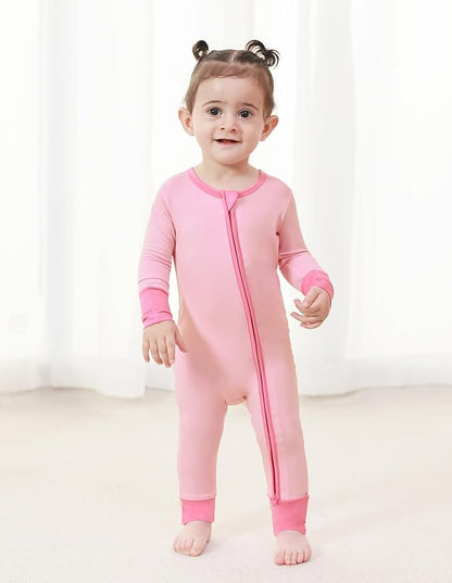 Baby Zippered Rompers Newborn Pajamas Sleepers Long Sleeve Jumpsuits Infant Zipper Romper-Viscose from Bamboo