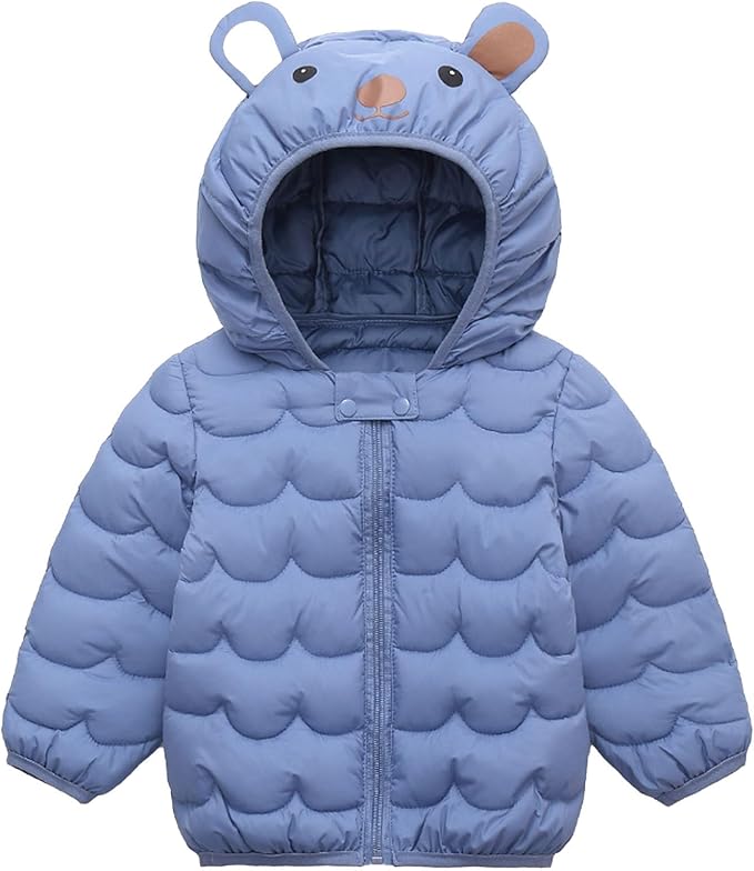 Toddler Winter Coats Puffer Padded Jacket Baby Boys Girls Bear Hoods Down Jacket Light Weight Infant Outerwear
