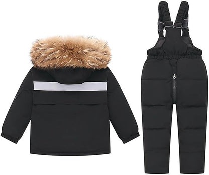 Kids 2 Piece Snowsuit Sets Girls Boys Winter Cute Hooded Puffer Jacket Snow Pants Snowboard Skiing Sets Insulated