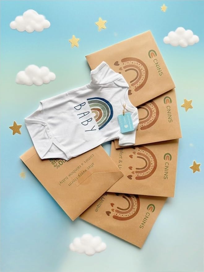 Cnins Newborn Baby Bodysuit - Pregnancy Announcement & Infant Loss Gift, Coming Soon & Rainbow Design Coming Home Outfit