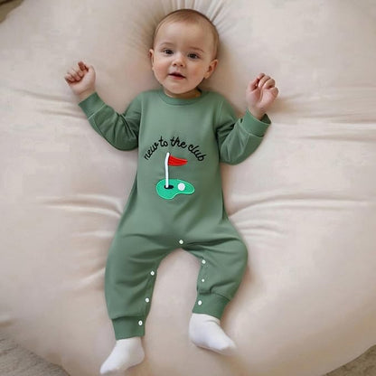Newborn Baby Boy Fall Outfit Romper Golf Court Embroidery Long Sleeve Onesie Jumpsuit Bodysuit Cute Infant Clothes
