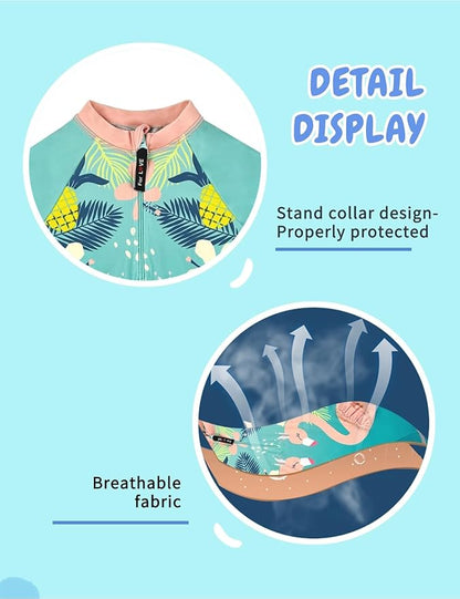 weVSwe Baby Toddler UPF 50+ Sun Protection Rash Guard Long Sleeve Swimsuit with Crotch Zipper