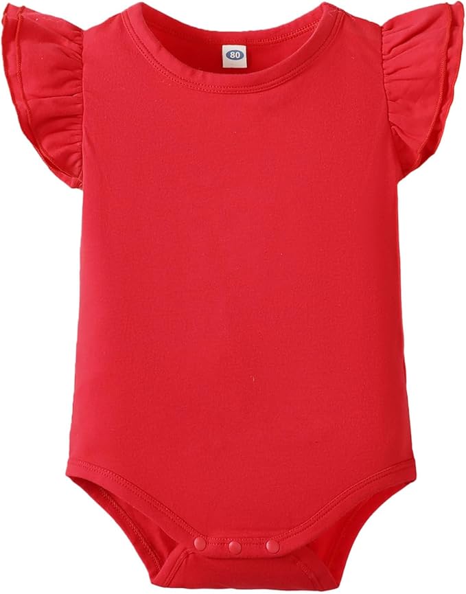 Magic Park 0-24M Infant Girl Romper Baby Girls Solid Color Bodysuit Toddler Ruffle Jumpsuit Shirts Casual Tops Baptism Shirt