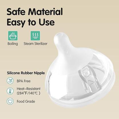 Natural Flow Silicone Baby Bottle Nipple for Wide Neck Bottles Level 0, Extra Slow Flow (SS) Nipple, 0+ Months, 4 Counts (Pack of 1) BPA-Free