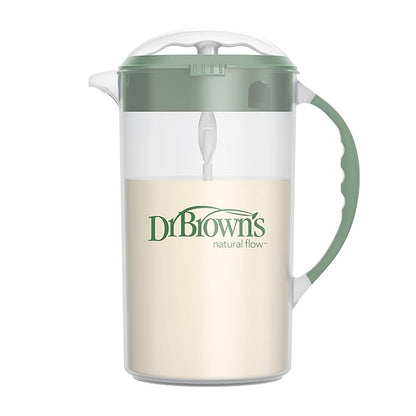 Dr. Brown's Baby Formula Mixing Pitcher with Adjustable Stopper,Locking Lid,& No Drip Spout,36oz,BPA Free,Olive,(Pack of 6)