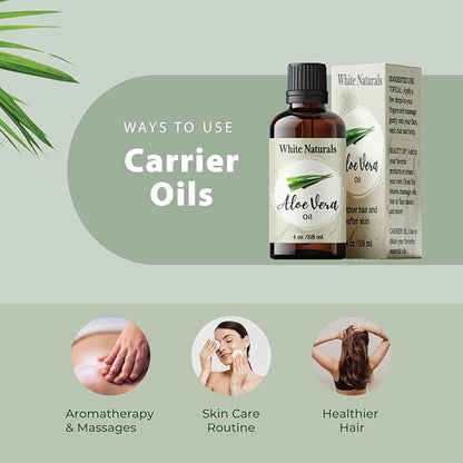 Organic Aloe Vera Oil, Therapeutic Premium Oil, Moisturizing Cold Pressed 100% Pure Natural Aloe Barbadensis Care for Skin, Body, Hair Growth, Face Moisturizer, Baby Oils, Used for Massage, Bath 4oz
