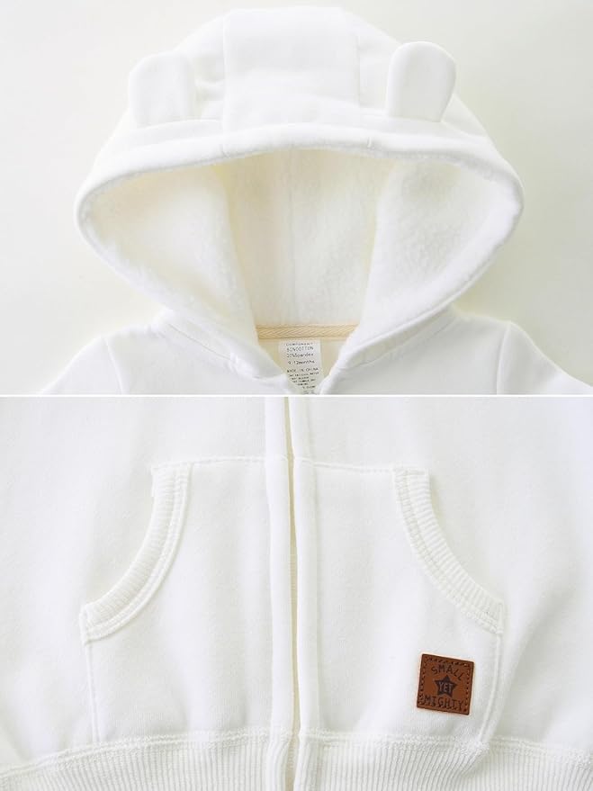 Baby Boy Girl Clothes Zip-Up Hoodies with Sherpa Lining Spring Fall Outerwear Coat