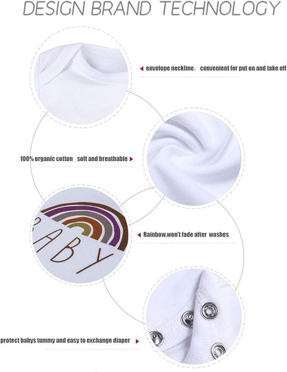 Cnins Newborn Baby Bodysuit - Pregnancy Announcement & Infant Loss Gift, Coming Soon & Rainbow Design Coming Home Outfit