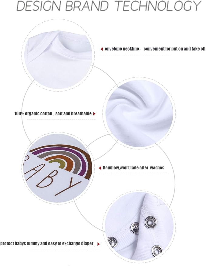 Cnins Newborn Baby Bodysuit - Pregnancy Announcement & Infant Loss Gift, Coming Soon & Rainbow Design Coming Home Outfit