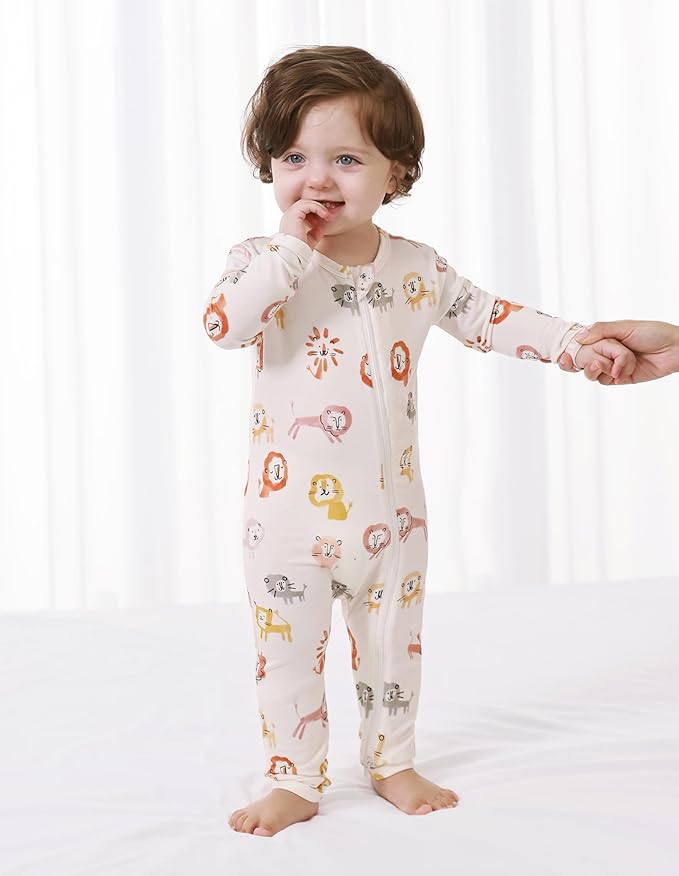 Baby Zippered Rompers Newborn Pajamas Sleepers Long Sleeve Jumpsuits Infant Zipper Romper-Viscose from Bamboo