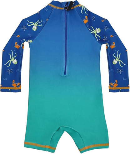 weVSwe Baby Toddler UPF 50+ Sun Protection Rash Guard Long Sleeve Swimsuit with Crotch Zipper