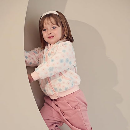 DAVE&BELLA Toddler Printed Polar Fleece Jacket, Zip Up Lightweight Outerwear for Kids Boys Girls Fall Spring Coat 2-9 Years