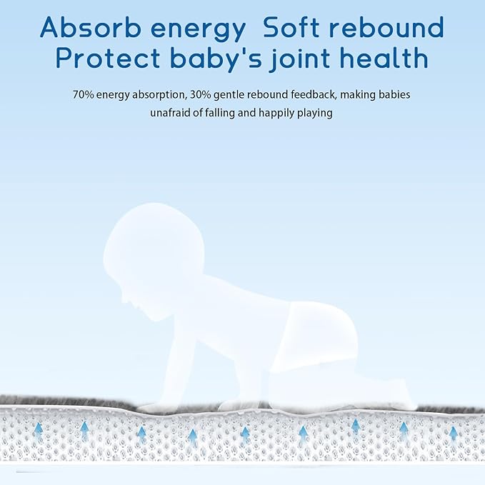 Baby Play Mat for Floor Tummy Time Mat Nursery Muscle Area Rug Playroom Rug Tatami 59"*71" Memory Foam 1.3" Thick Crawling For Babies,Toddlers, Infants, Kids,Floor(Grey)